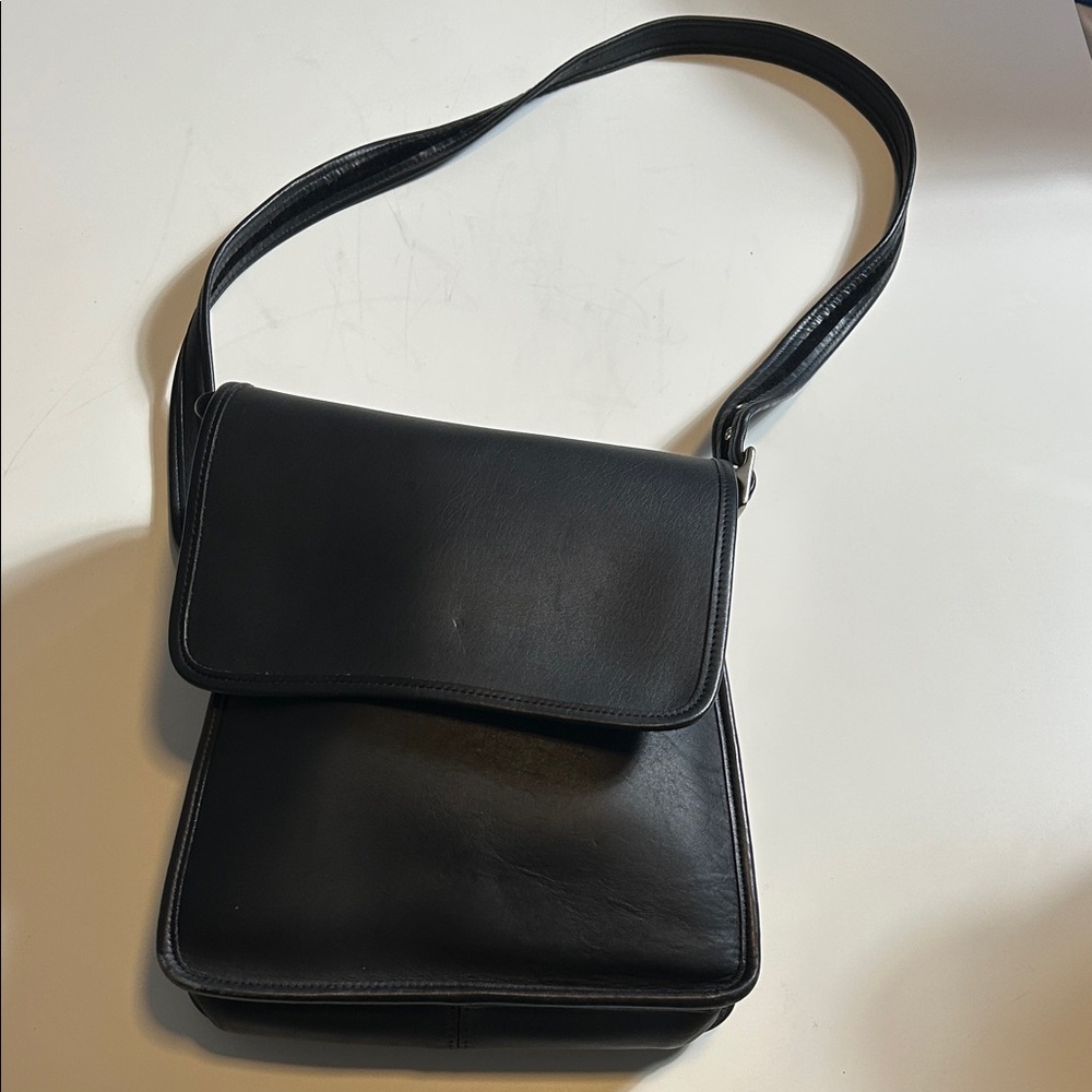 Vintage Coach 9144 Legacy Crossbody Bag Black Leather Convertible saddle bag
